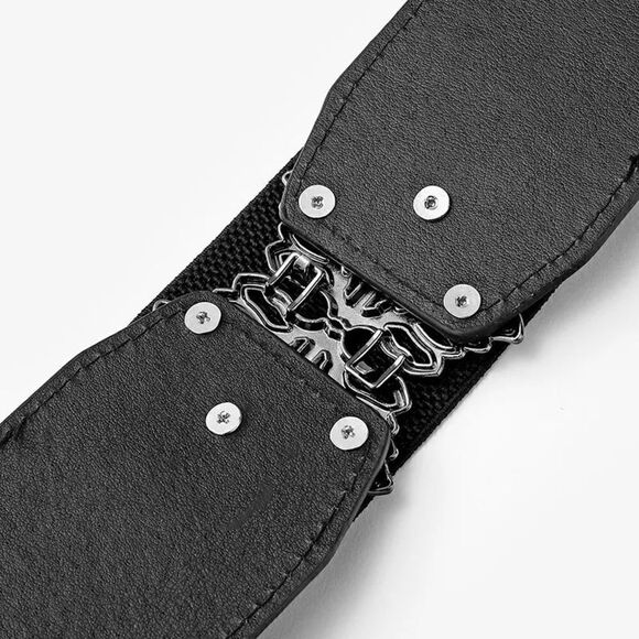 2/$21 Ladies Black Leaf Fashion Stretch Belt - Picture 2 of 6